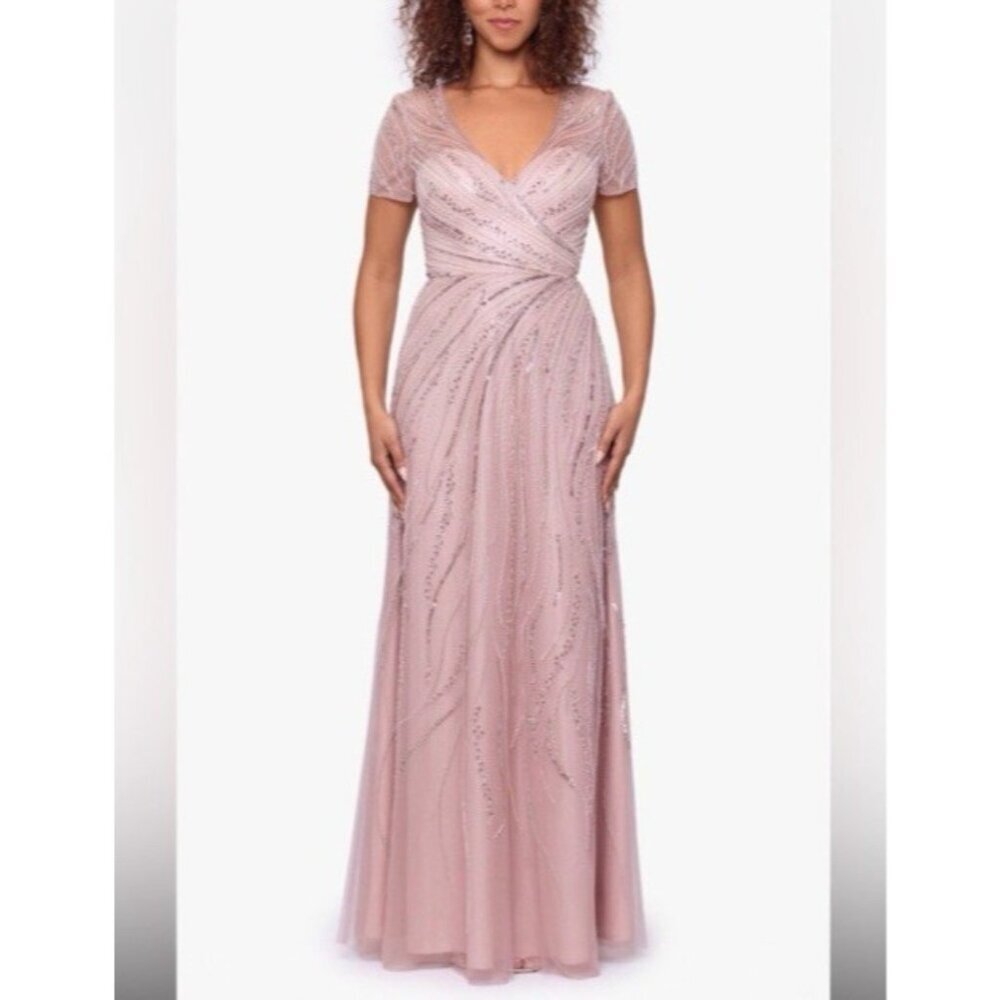 Xscape Blush 12 Blush Sequin Mother o Bride Formal Wedding Party Cruise NEW $379